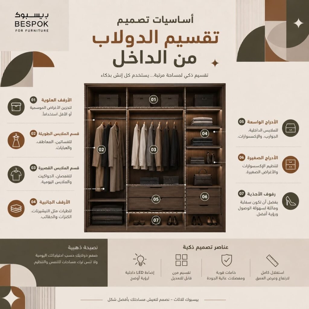 أساسيات تصميم تقسيم الدولاب من الداخل
